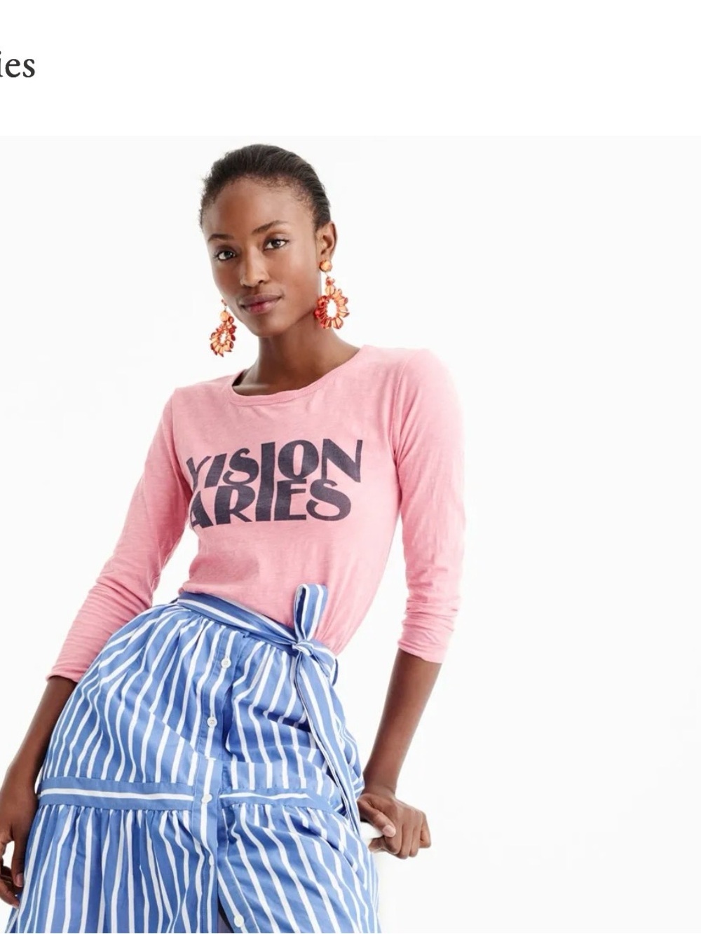 J. Crew pink Visin Aries long sleeve T shirt